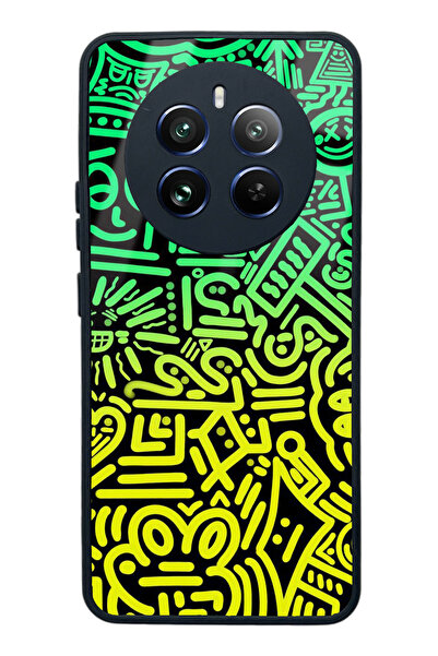 Spoyi حافظة هاتف لامعة لهاتف اوبو ريلمي 12 برو بلس بتصميم هندسي نيون