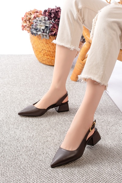 DURUNUN BUTİĞİ Duara Bitter Brown Side Cataramă (4 cm înălțime toc) Pantofi d...