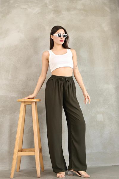 RE7EDİ Women Viscosa Cotton Pants Khaki