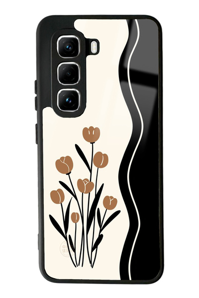 Spoyi İnfinix Hot 50 Pro Çiçek Motif Tasarımlı Glossy Telefon Kılıfı