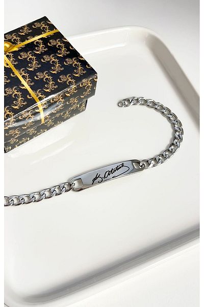 Sepetten Eve Mustafa Kemal Atatürk Signature Bracelet Steel Does Not Tarnish Does Not Fade Atatürk Signature Bracelet Adjustable