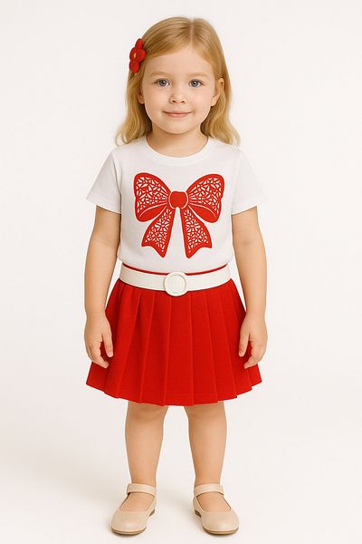 vera kids Belted Style Suit with Skirt