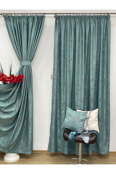 Liz Line Set doua draperii semiopace, bleu, "Imaginaria" by Liz Line, 2x140x245cm, cu rejansa - DR18614