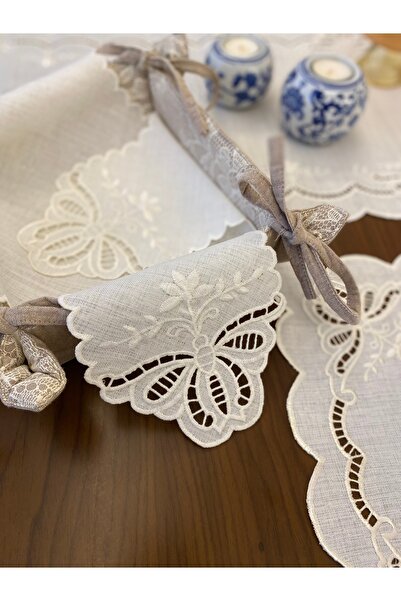 Denef Home غطاء وعاء الخبز على شكل فراشة من Hole Work قطعة واحدة - غطاء سلة الخبز، لون كريمي