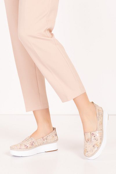 Gondol Pantofi confortabili de vară cu model de flori din piele naturală kla.24