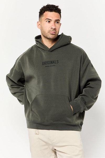 Originals by Brooklyn Cloth Men Embroidered Logo Long Sleeve Hoodie, Dark Olive