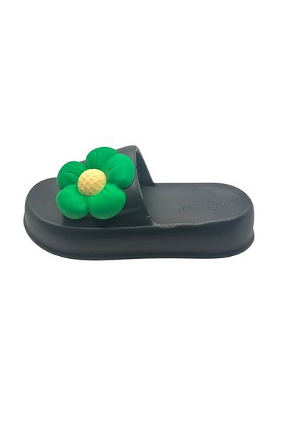 TECOS Women's slippers, Tecos®, size 39-40, black with 3D flower print, 25 centimeters