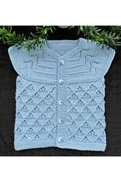 ulaşaksesuar Ajurlu Model Mavi Renk Yıkanabilir 0-2 Yaş Erkek Bebek Yeleği