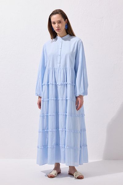 KADRİYE BAŞTÜRK Rochie lungă în straturi Azur Voile Baby Blue