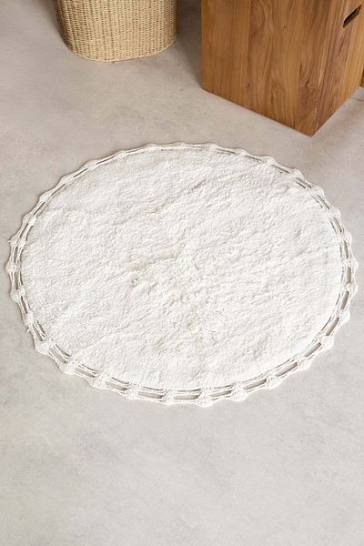 İrya Luna Round Bath Mat 100% Cotton 90X90 Ecru