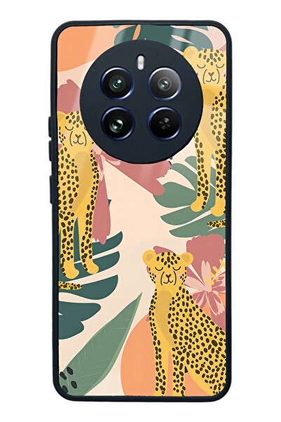 Spoyi Oppo Realme 12 Pro Floral Leopard Design Glossy Phone Case