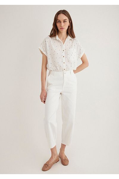 Mavi Mini Printed Ecru Shirt Loose Fit / Loose Relaxed Cut 1210446 -89857