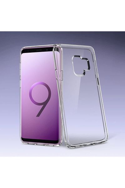 REDz Accessories Carcasă transparentă cu ramă metalică argintie, compatibilă cu Samsung S9