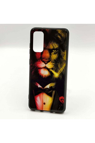 REDz Accessories Case Compatible with Samsung S20 Glass Gentleman Lion model, Anti-shock, TPU Hybrid Multicolor