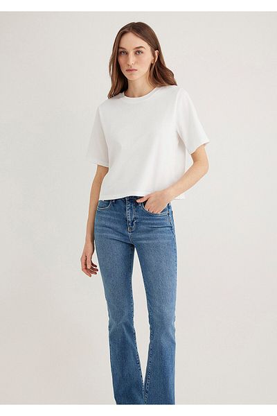 Mavi Ecru Basic T-Shirt Loose Fit / Loose Relaxed Cut 1613077 -70057