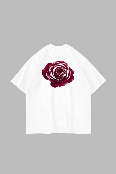 Sekizbiraltı Alert Rose Printed Oversize Unisex Λευκό Tshirt