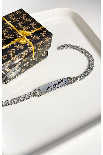 Sepetten Eve Mustafa Kemal Atatürk Signature Bracelet Steel Does Not Tarnish Does Not Fade Atatürk Signature Bracelet Adjustable