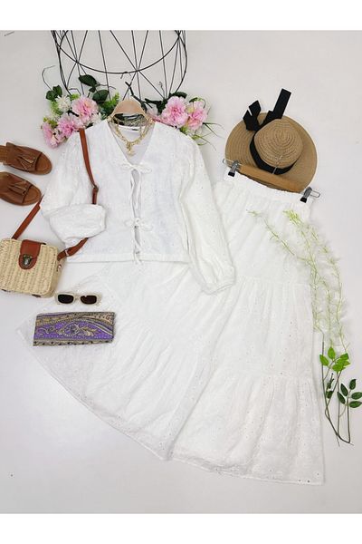 YEDİLALE Front Tie Jacket Skirt Double Set [Excluding Underwear]
