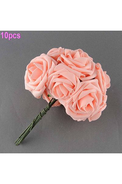 Choice Pink 10pcs Artificial Pe Foam Rose Flowers Bridal Bouquets Beautiful Craft White Fake Flower For Wed