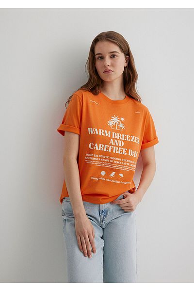 Mavi Printed Orange T-Shirt Regular Fit 1613173 -71423