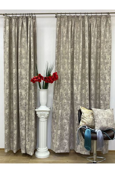 Liz Line Set doua draperii semiopace, bej, "Imaginaria" by Liz Line, 2x300x245cm, cu rejansa - DR1873