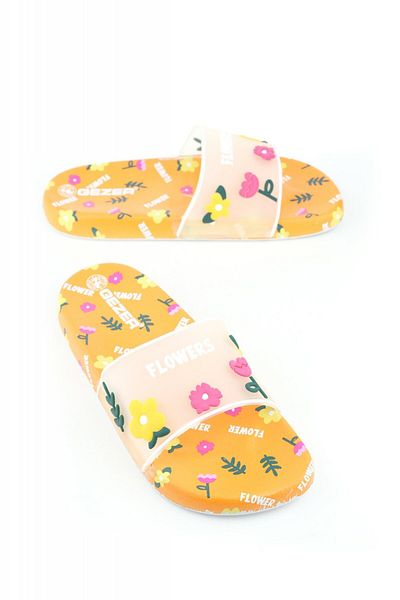 TECOS Women's Floral Print Beach Slippers, ®, Size 39, Orange, 25 Centimeters