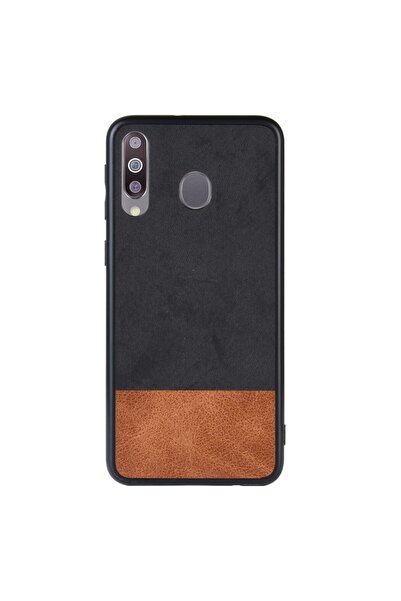 REDz Accessories Carcasă model Denim, compatibilă cu Samsung M30, negru-maro, stil rezistent la șocuri, material PC + PU + TPU