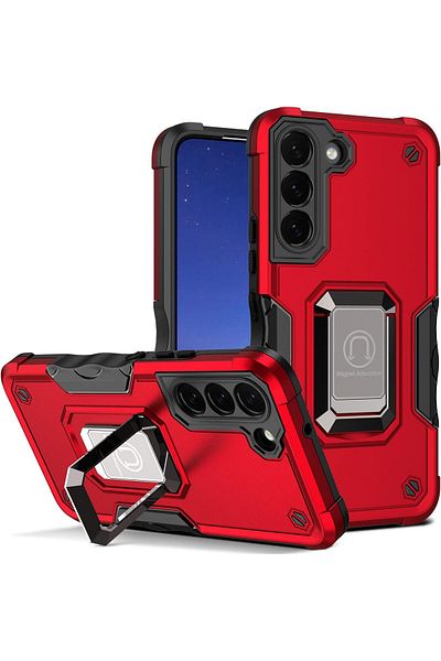 REDz Accessories Husă cu inel de susținere, Grip Armor, Magsafe, compatibilă cu Samsung A14 4G/5G, rezistentă la șocuri, roșie