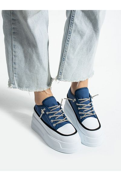 ALEMDAR AYAKKABI Liftup Blue Denim Women's Sneakers