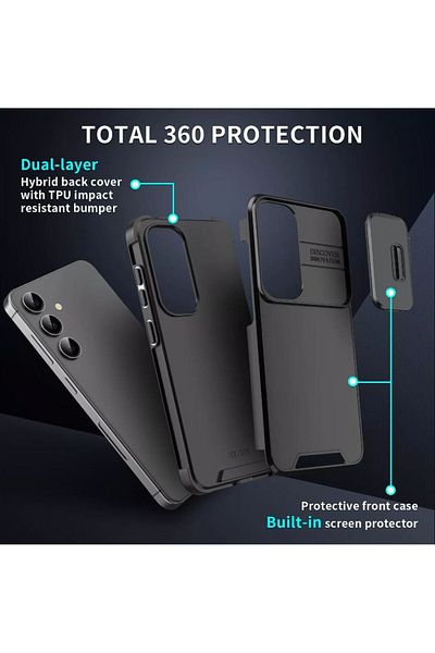 REDz Accessories Husă cu protecție glisantă pentru cameră Samsung Galaxy S25 Plus/S24 Plus, Slide Armor, Neagră