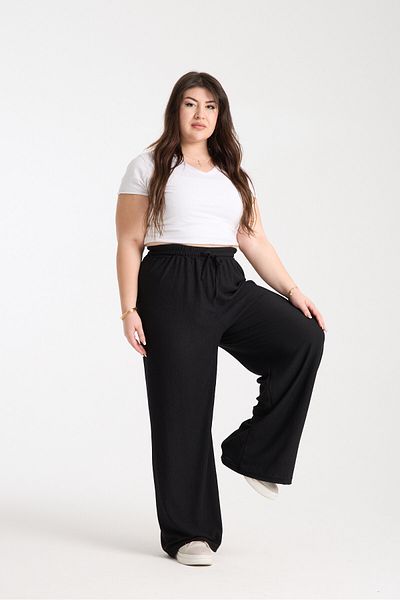 ALİKA Women's Plus Size Elastic Palazzo Pants