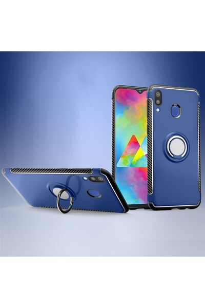 REDz Accessories Carcasă cu inel rotativ, compatibilă cu Samsung M20, albastr...