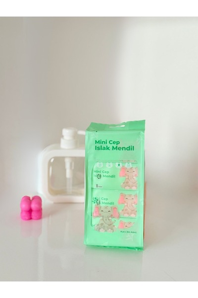 VANCL Cute 8-Pack Mini Wet Wipes |   Pocket and Bag Size |   Suitable for School for Children