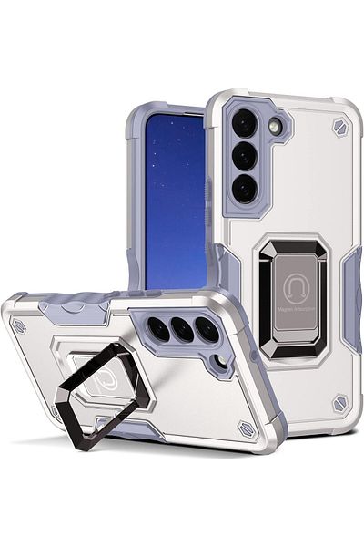 REDz Accessories Husă cu inel de susținere, Grip Armor, Magsafe, compatibilă cu Samsung A14 4G/5G, rezistentă la șocuri, albă