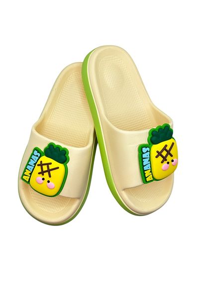 TECOS Women's Beach Slippers, ®, Size 36-37, Ultra Light, 3d Pineapple, Yellow, 23.5 Centimeters