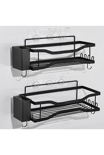 Quasar & Co. Set of 5 shelves and 2 compartments, Quasar & Co.®, universal organizer, stainless steel/ABS, black