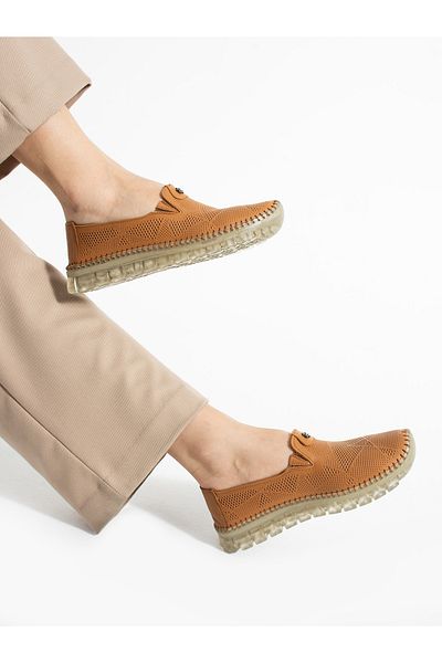 ALEMDAR AYAKKABI Vamos Tan Genuine Leather Women's Shoes