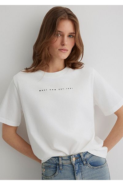 Mavi Printed Ecru T-Shirt Regular Fit 1613147 -70057