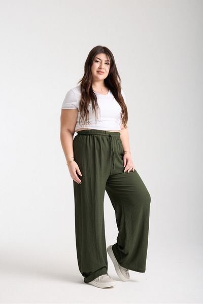 ALİKA Women's Plus Size Elastic Palazzo Pants