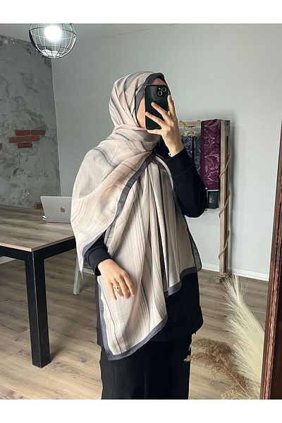 Merwiss Ahenk Pattern Soft Gray Shawl