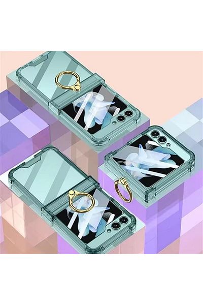 REDz Accessories Husă Luxe Grip, suport inelar, compatibilă cu Samsung Galaxy Z Flip 6, protecție ecran, verde