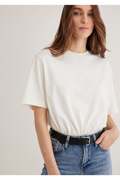 Mavi Ecru Basic T-Shirt Oversize / Wide Cut 1613299 -80194