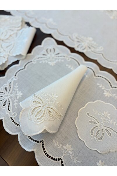 Denef Home Hole Job Butterfly Food Napkin 1 Piece - Machine Embroidered, Stain Resistant Linen 38X38 cm