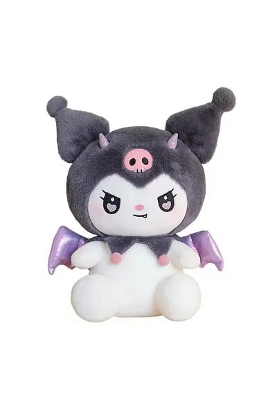 ABYZ Jucărie de pluș, tip Kuromi din seria Hello Kitty Sanrio, dimensiune 20 cm, culoare alb/gri/violet
