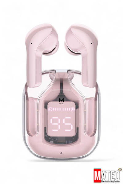 MATEO Bluetooth Kulaklık Kadın Erkek ios Android Uyumlu Dokunmatik Stereo Şeffaf LED Ekran Extra Bass TWS