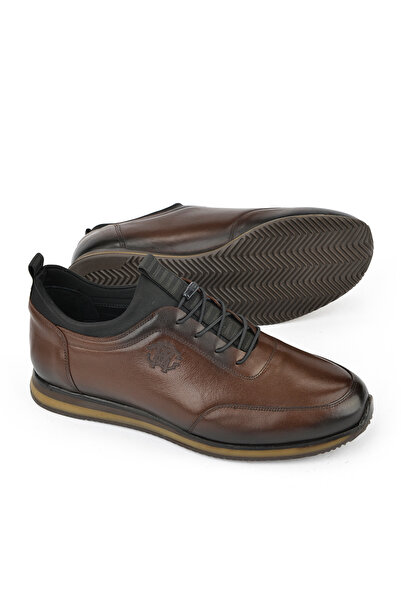 Ziya Men's Genuine Leather Large Size Shoes133745z0807 Coffee