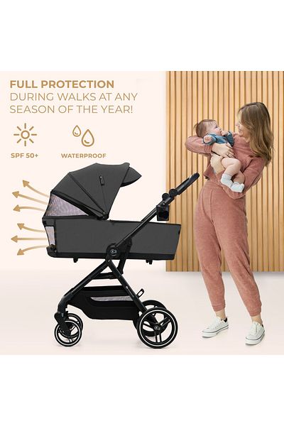 Kinderkraft Yoxi 3in1 Stroller (MINK PRO) Moon Grey