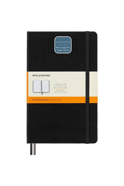 Moleskine Caiet extins cu copertă rigidă neagră (RIGLAT - 13X21)