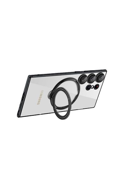 REDz Accessories Husă Ring Deluxe Magsafe, suport pentru inel, compatibilă cu Samsung S23 Ultra, silicon transparent, neagră