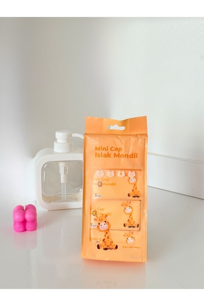 VANCL Cute 8-Pack Mini Wet Wipes |   Pocket and Bag Size |   Suitable for School for Children